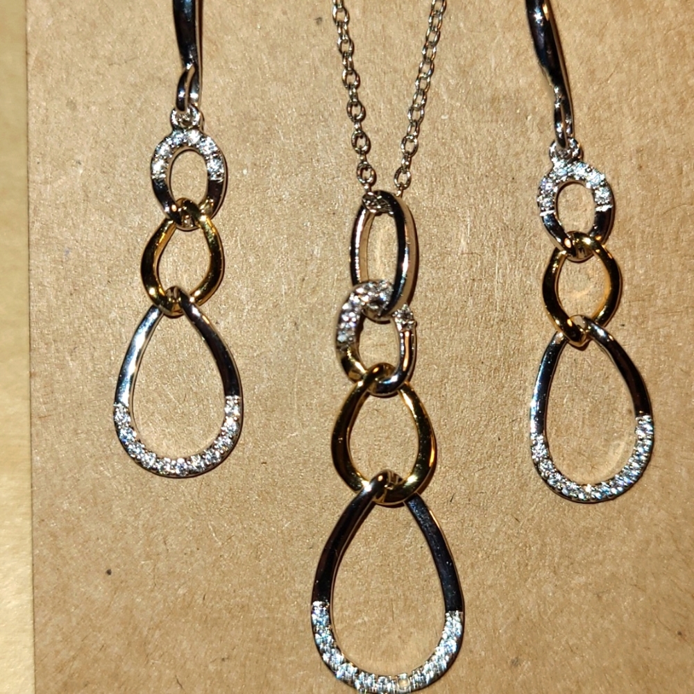 New Two-Tone Interlocking Set, Sterling Silver---… - image 1